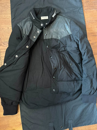 Saint Laurent SLP Leather Trimmed Down Jacket