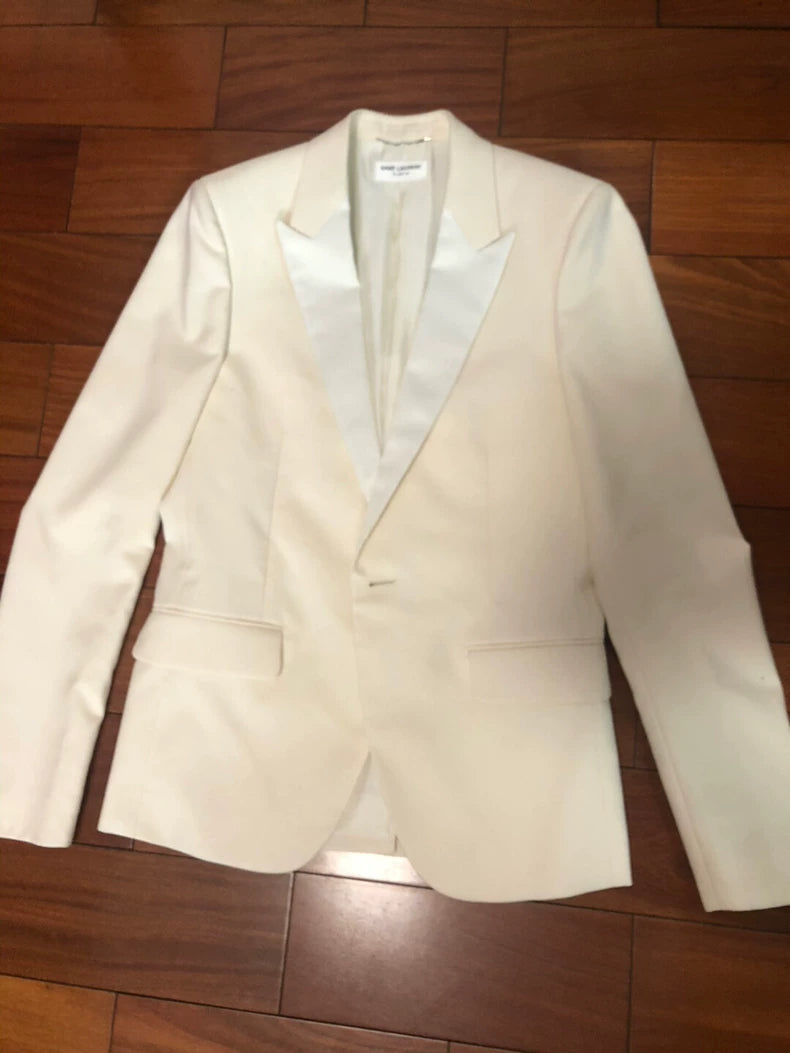Elegant White Smoking Jacket from Saint Laurent