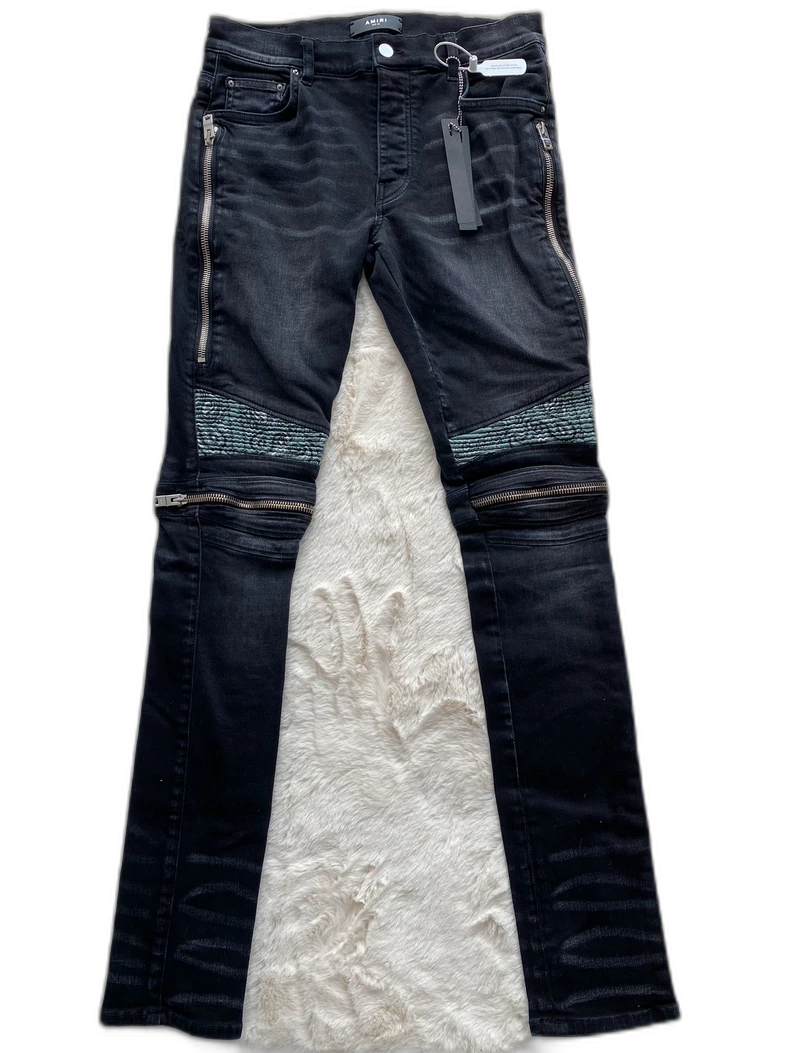 Amiri Black Green Patchwork Jeans