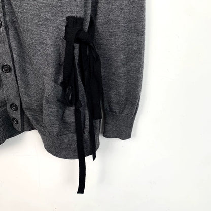 Prada Dark Grey V-Neck Cardigan Sweater