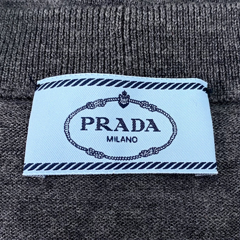 Prada Dark Grey V-Neck Cardigan Sweater