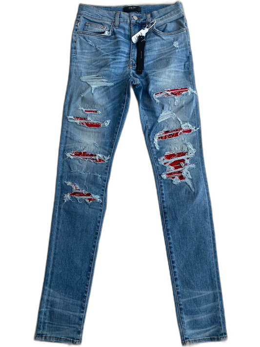 Amiri Distressed Blue Camo Denim Pants