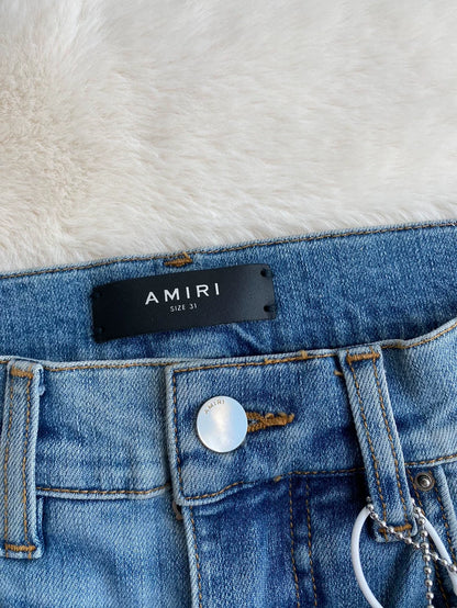 Amiri Distressed Blue Camo Denim Pants