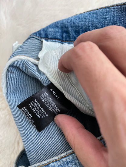 Amiri Distressed Blue Camo Denim Pants