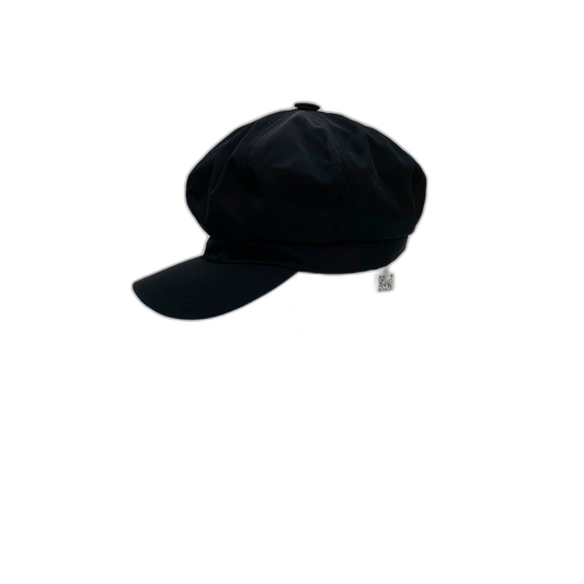 Prada Black Triangle Logo Beret Hat