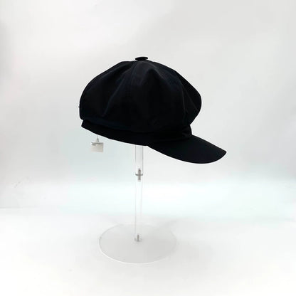 Prada Black Triangle Logo Beret Hat