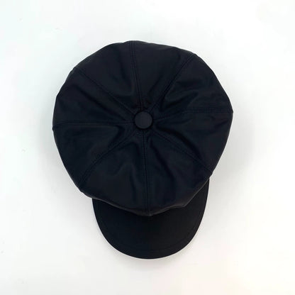 Prada Black Triangle Logo Beret Hat