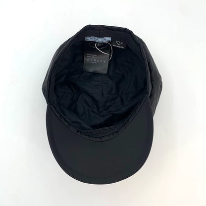 Prada Black Triangle Logo Beret Hat