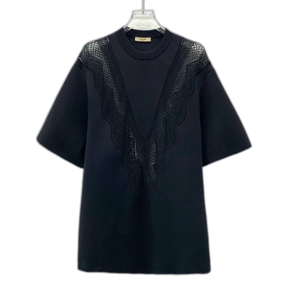 Celine Black Hollow Round Neck T-shirt
