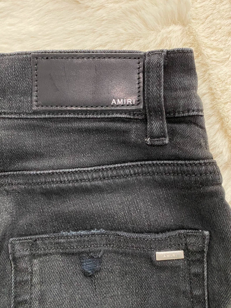Amiri Black and Red Denim Pants