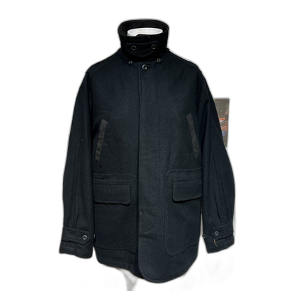 Vintage Black Wool Coat for Men