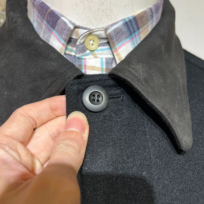 Vintage Black Wool Coat for Men