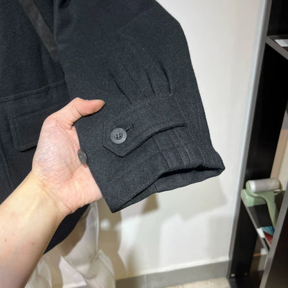 Vintage Black Wool Coat for Men