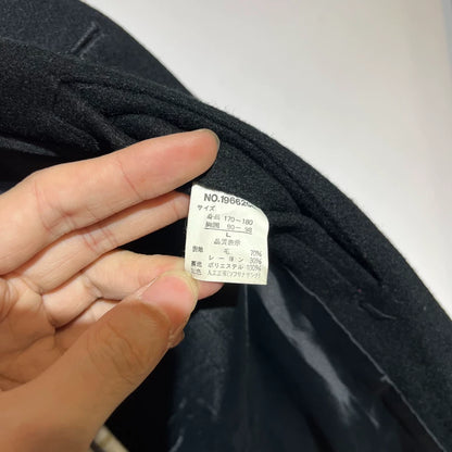 Vintage Black Wool Coat for Men