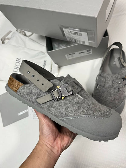 Dior Birkenstock Tokio Mules in Grey