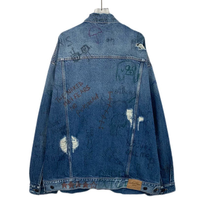 Balenciaga Blue Graffiti Denim Jacket