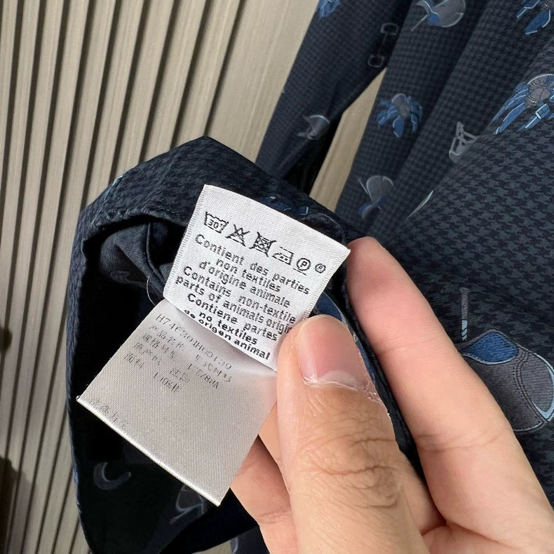 Hermes Houndstooth Print Button-Up Shirt