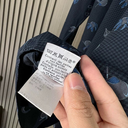 Hermes Houndstooth Print Button-Up Shirt