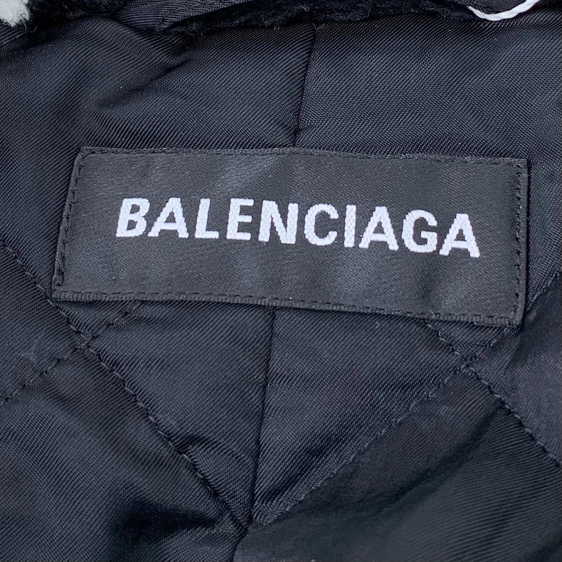 Balenciaga Logo Plush Coat in Black