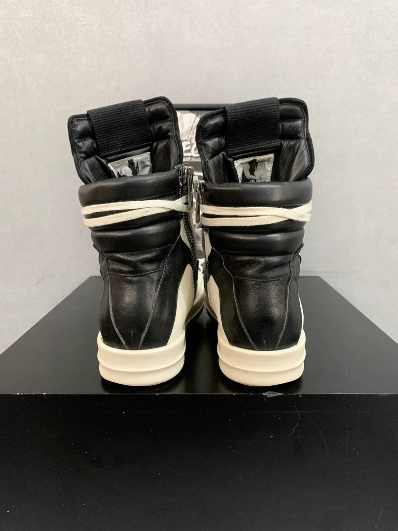 Rick Owens White Black Geobasket Sneakers-yf