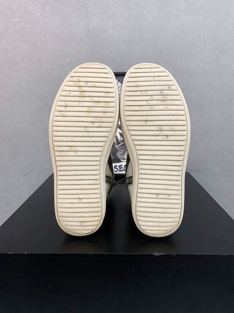 Rick Owens White Black Geobasket Sneakers-yf