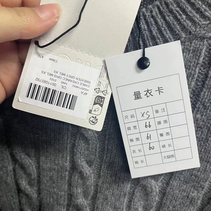 Loewe Gray Cable Knit Long Sleeve Sweater