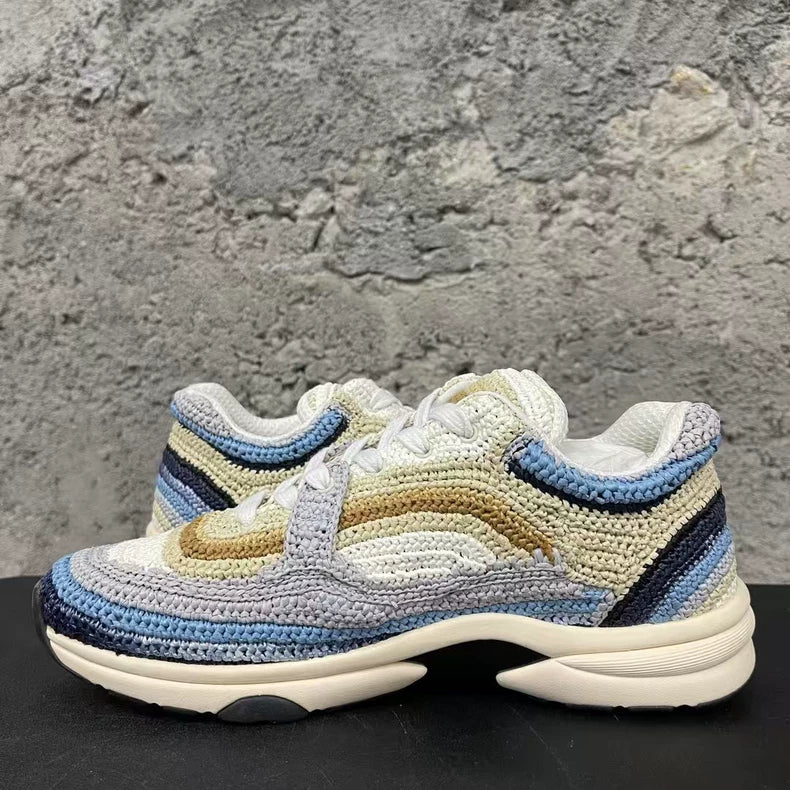 Chanel Casual Sneakers in Blue and White