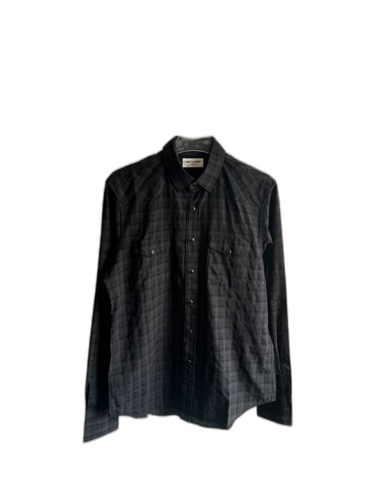 Saint Laurent Black Checkered Long Sleeve Shirt