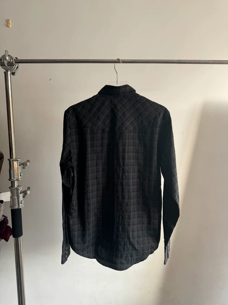 Saint Laurent Black Checkered Long Sleeve Shirt