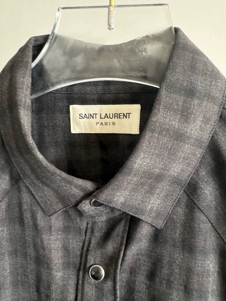 Saint Laurent Black Checkered Long Sleeve Shirt