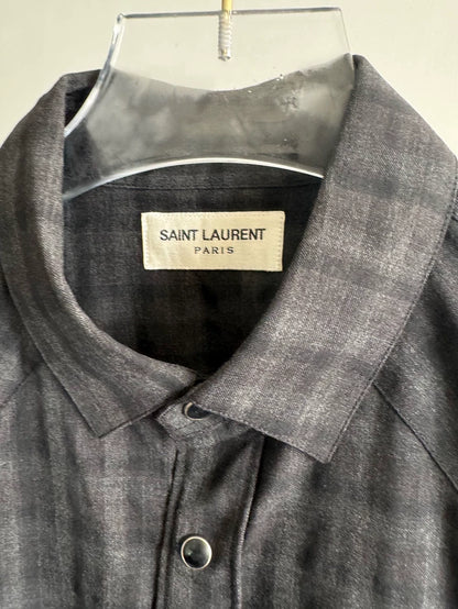 Saint Laurent Black Checkered Long Sleeve Shirt