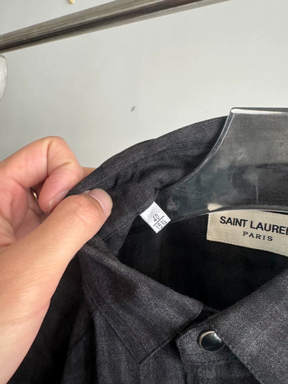 Saint Laurent Black Checkered Long Sleeve Shirt