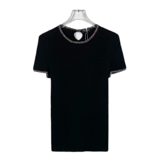 Chanel Black Lace Short Sleeve T-Shirt