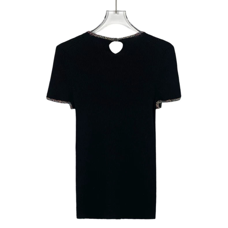 Chanel Black Lace Short Sleeve T-Shirt