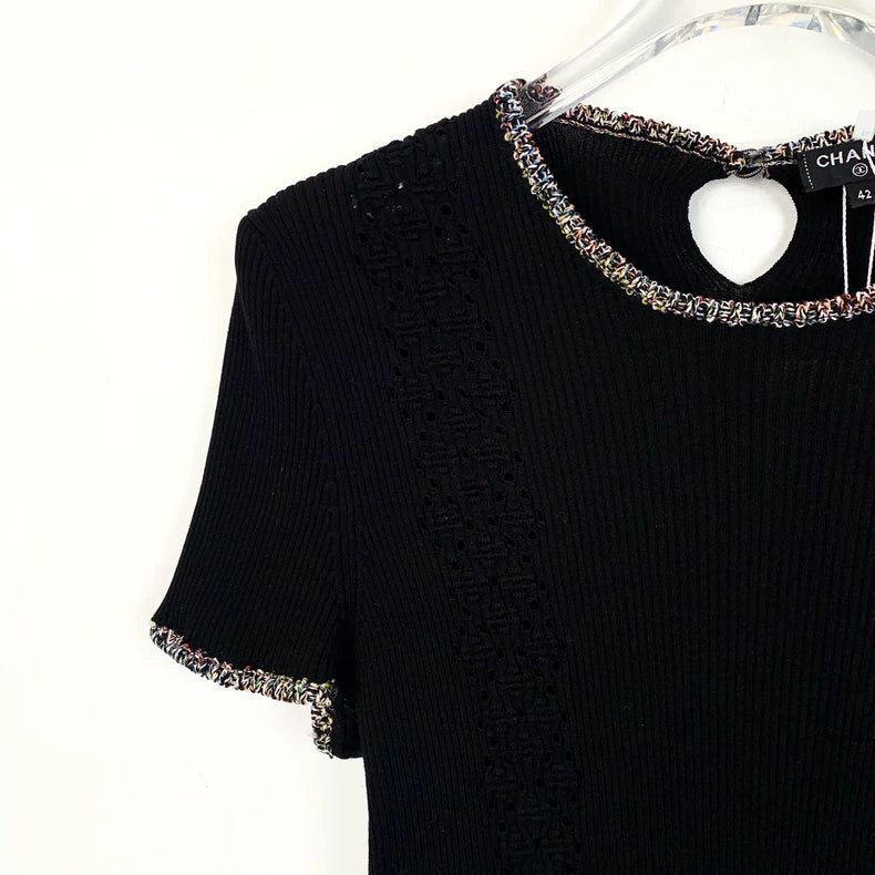 Chanel Black Lace Short Sleeve T-Shirt