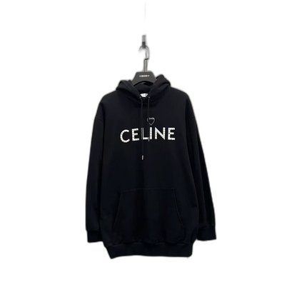 Celine Black Studded Logo Hoodie XS