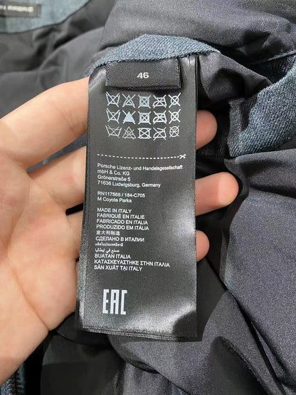 Porsche Design Gray Fur Trim Wool Down Coat