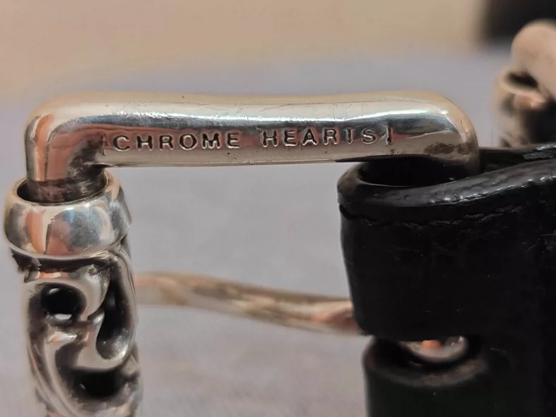 Chrome Hearts Black Leather Belt with Silver Buckle