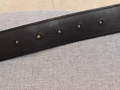 Chrome Hearts Black Leather Belt with Silver Buckle