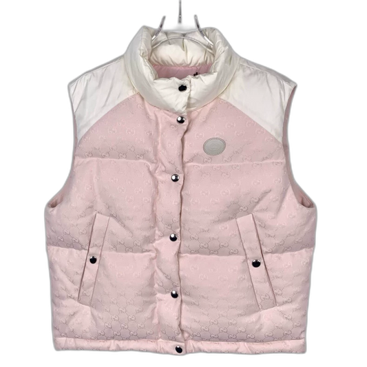 Gucci Pink White Color Block Puffer Vest