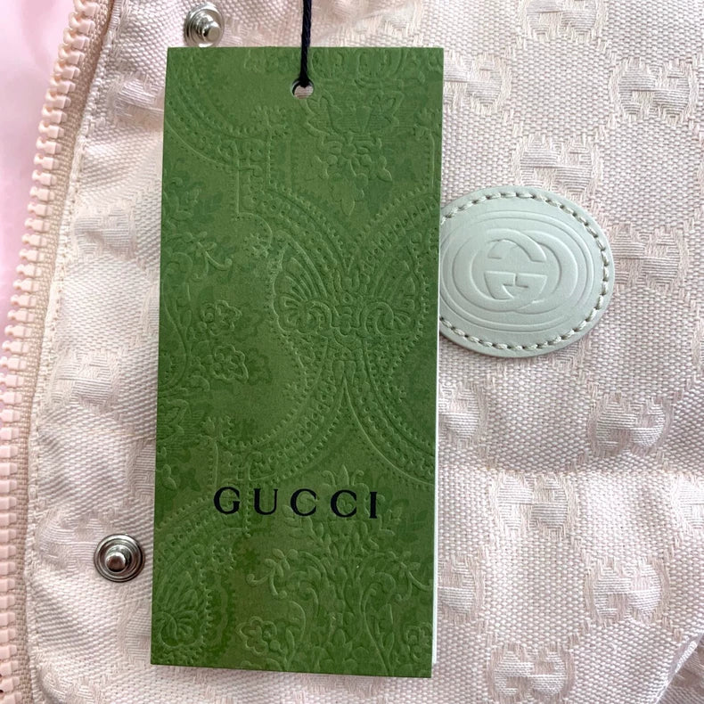 Gucci Pink White Color Block Puffer Vest