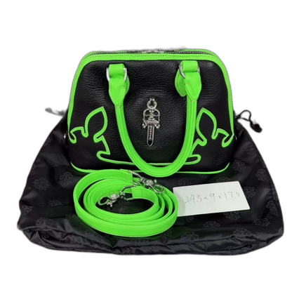 Chrome Hearts Black Green Shell Bag