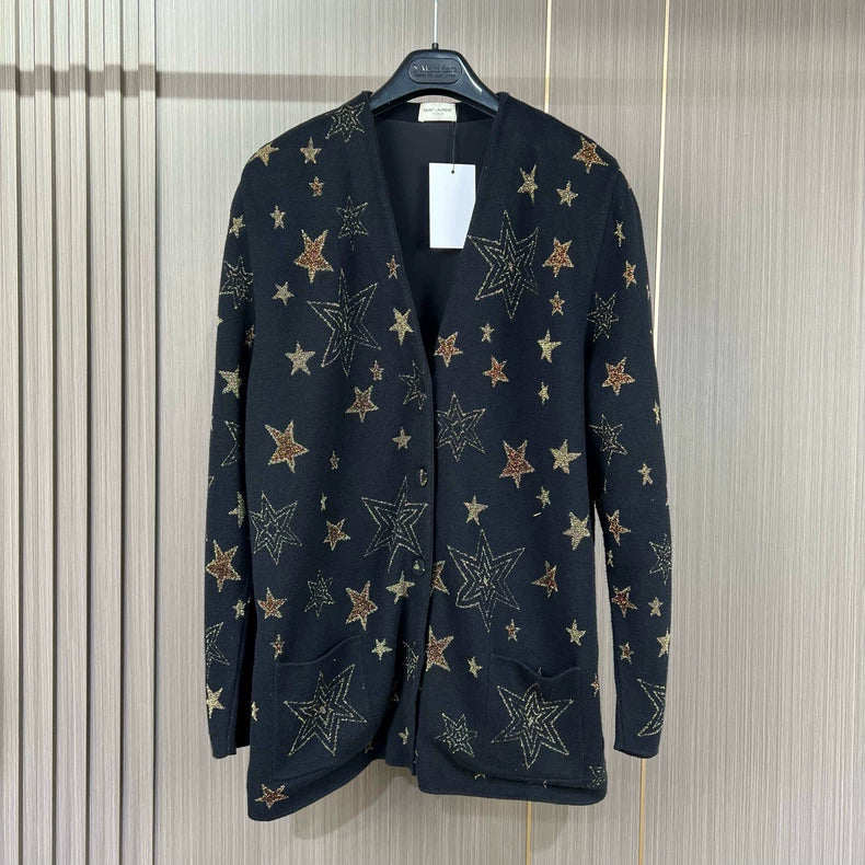 Saint Laurent Knit Cardigan with Star Design