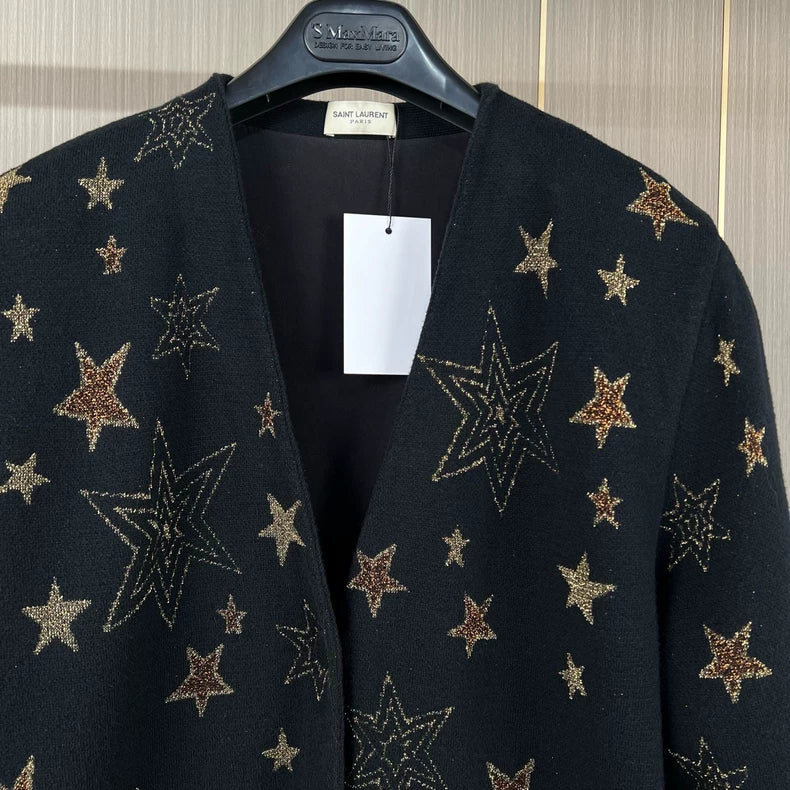 Saint Laurent Knit Cardigan with Star Design