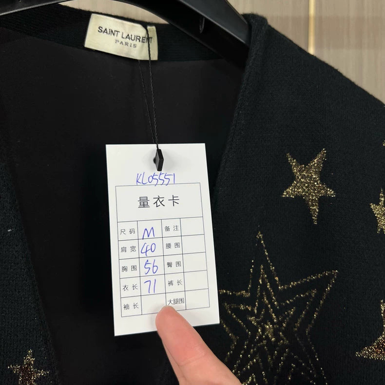 Saint Laurent Knit Cardigan with Star Design