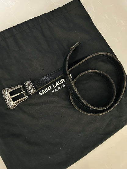Saint Laurent Black Decorative Leather Belt