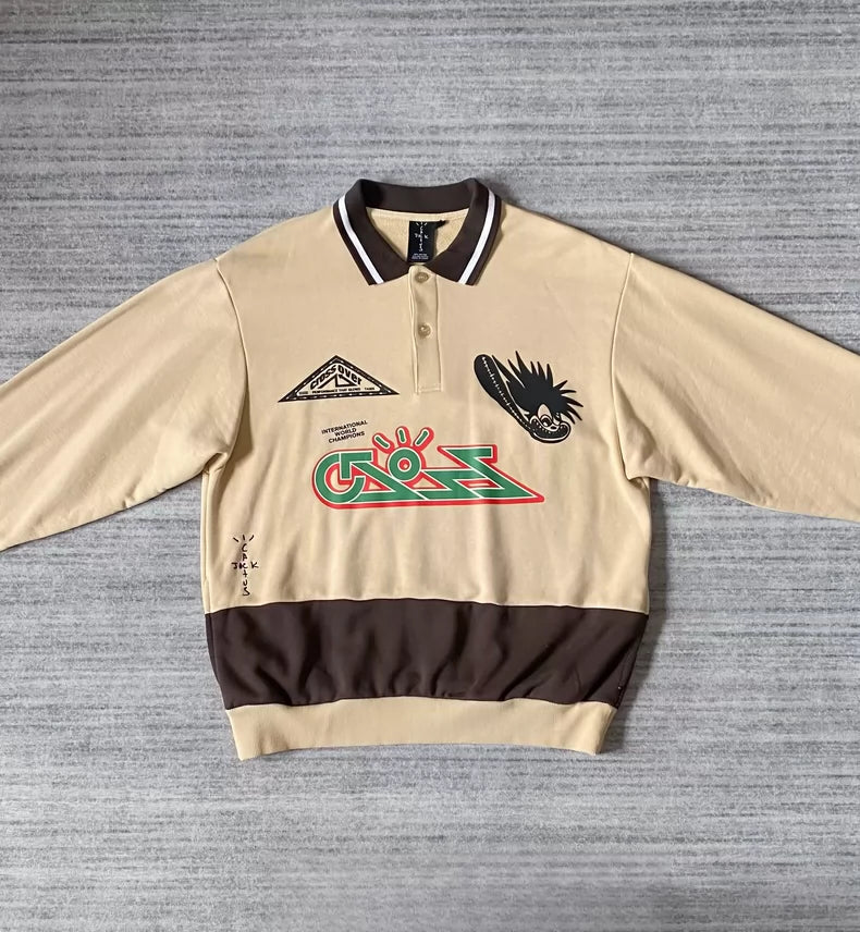 Cactus Jack Long Sleeve Polo T-shirt-zp