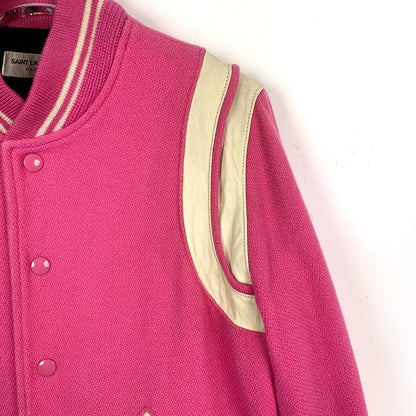 Saint Laurent Pink Wool Baseball Jacket