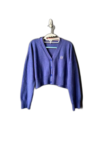 Loewe Purple Cropped Cardigan Sweater