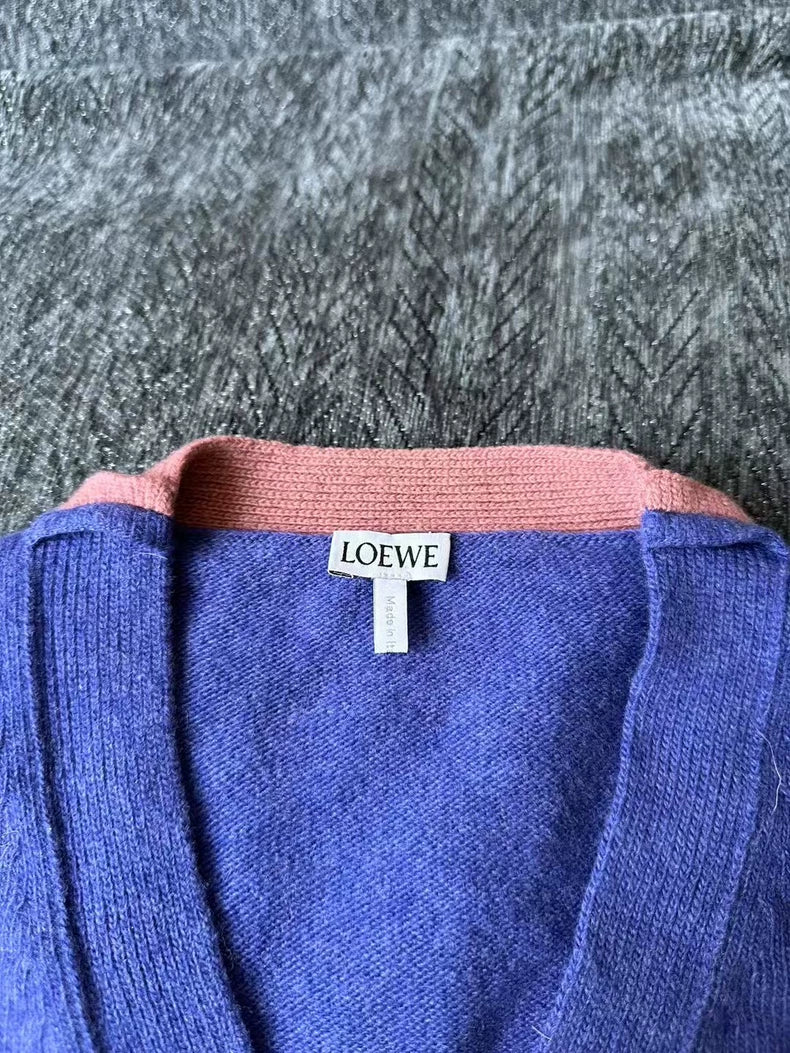 Loewe Purple Cropped Cardigan Sweater